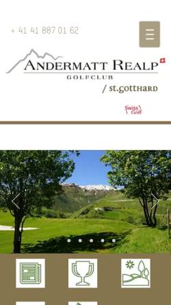 Vorschau der mobilen Webseite www.golf-gotthard.ch, Golfclub Gotthard Realp