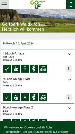Vorschau der mobilen Webseite www.golfparks.ch, Golfpark Waldkirch