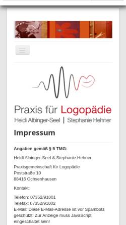 Vorschau der mobilen Webseite www.logopaedie-ox.de, Praxis für Logopädie Heidi Albinger-Seel und Stephanie Götzeler