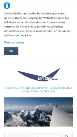 Vorschau der mobilen Webseite www.aeroclub-muenchen.de, Aero Club München e.V.