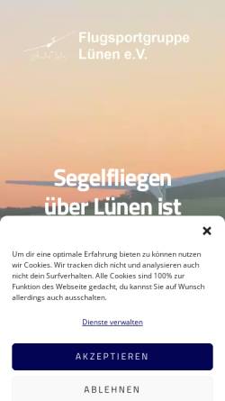 Vorschau der mobilen Webseite www.fsg-luenen.de, Flugsportgruppe Lünen