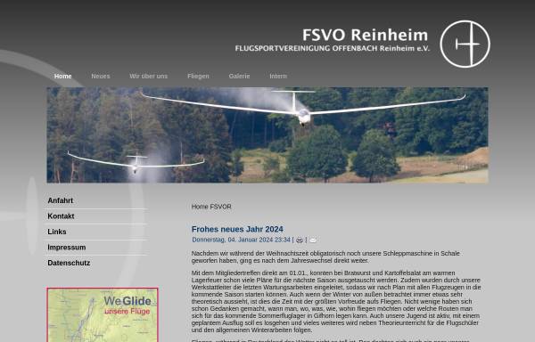 Vorschau von www.fsvor.com, Flugsportvereinigung Offenbach & Reinheim e.V.