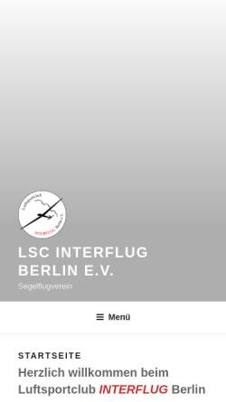 Vorschau der mobilen Webseite www.lsc-interflug-berlin.de, Luftsportclub Interflug Berlin