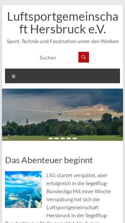 Vorschau der mobilen Webseite segelfliegen-hersbruck.de, Luftsportgemeinschaft Hersbruck