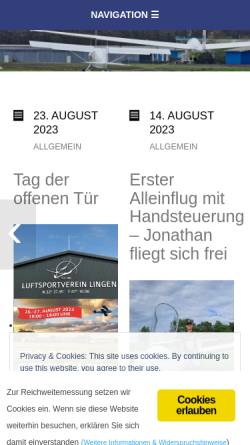 Vorschau der mobilen Webseite www.lsvlingen.de, Luftsportverein Lingen e. V.