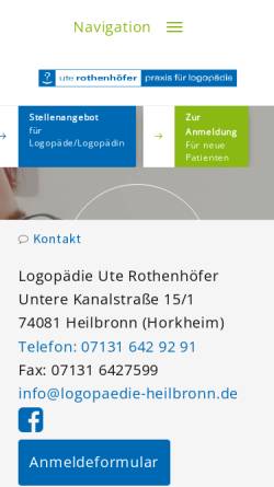 Vorschau der mobilen Webseite www.logopaedie-heilbronn.de, Ute Rothenhöfer Praxis für Logopädie
