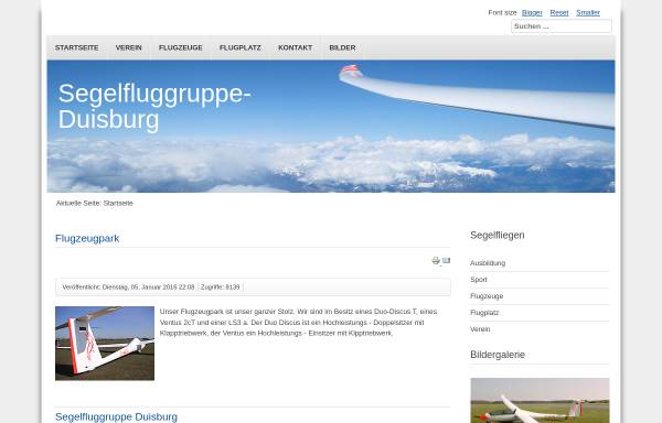 Vorschau von www.sfg-du.de, Segelfluggruppe Duisburg e.V.