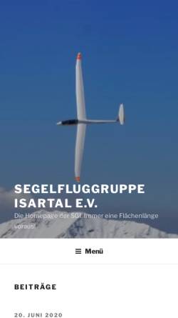 Vorschau der mobilen Webseite www.segelfluggruppe-isartal.de, Segelfluggruppe Isartal e.V.