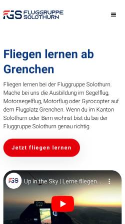 Vorschau der mobilen Webseite www.sg-solothurn.ch, Segelfluggruppe Solothurn