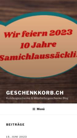 Vorschau der mobilen Webseite www.geschenkkorb.ch, Incommerce GmbH