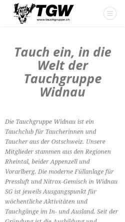 Vorschau der mobilen Webseite www.tauchgruppe.ch, Tauchclub Widnau