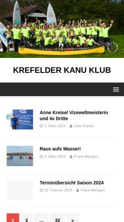 Vorschau der mobilen Webseite www.krefelder-kanu-klub.de, Krefelder Kanu Klub 1927 e.V.