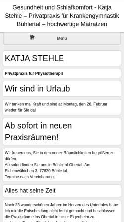 Vorschau der mobilen Webseite www.body-balance-stehle.de, Katja Stehle, Privatpraxis für Krankengymnastik