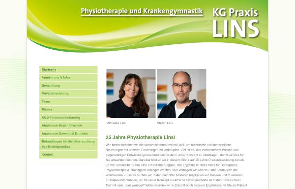 Vorschau von www.kg-lins.de, KG Praxis Lins