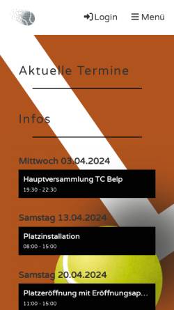 Vorschau der mobilen Webseite www.tcbelp.ch, TC Belp