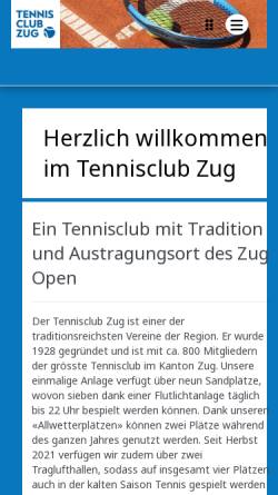 Vorschau der mobilen Webseite www.tczug.ch, TC Zug