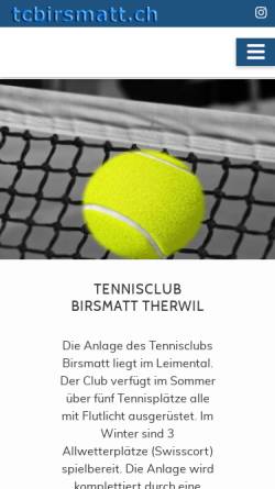 Vorschau der mobilen Webseite www.tcbirsmatt.ch, Tennisclub Birsmatt Therwil