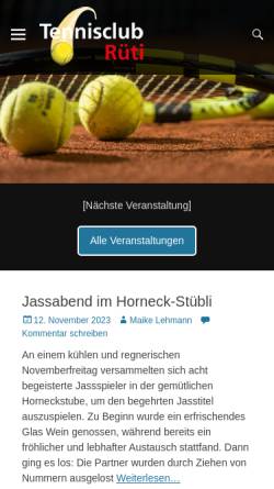 Vorschau der mobilen Webseite www.tcrueti.ch, Tennisclub Rüti