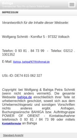 Vorschau der mobilen Webseite www.bahiga.de, Bahiga