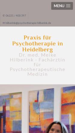 Vorschau der mobilen Webseite www.psychotherapie-hilberink.de, Analytische und tiefenpsychologische Psychotherapie Dr. med. Meike Hilberink