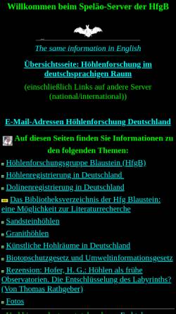 Vorschau der mobilen Webseite www.hfgb.de, HfgB Höhlenforschungsgruppe Blaustein