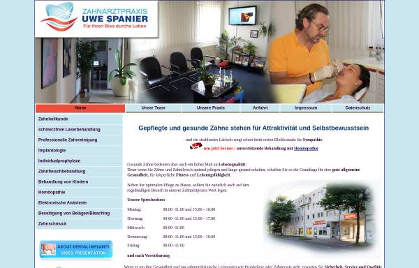 Vorschau von www.zahnarzt-spanier.de, Zahnarztpraxis Uwe Spanier