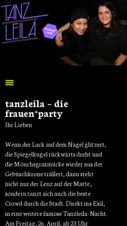 Vorschau der mobilen Webseite www.tanzleila.ch, Tanzleila Zürich