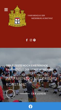 Vorschau der mobilen Webseite www.fanfarenzug-niederburg.com, Fanfarenzug der Niederburg Konstanz