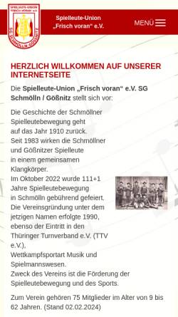 Vorschau der mobilen Webseite www.frischvoran.de, Spielleute-Union Frisch voran e.V.