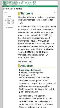 Vorschau der mobilen Webseite szraisdorf.de, Spielmannszug Raisdorfer TSV