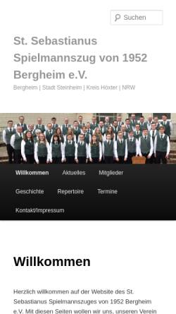 Vorschau der mobilen Webseite www.spielmannszug-bergheim.de, St. Sebastianus Spielmannszug Bergheim
