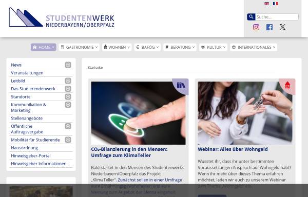 Vorschau von www.stwno.de, Studentenwerk Niederbayern / Oberpfalz