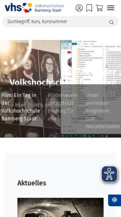Vorschau der mobilen Webseite www.vhs-bamberg.de, Städtische Volkshochschule Bamberg