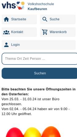 Vorschau der mobilen Webseite vhs-kaufbeuren.de, Volkshochschule Kaufbeuren e.V.