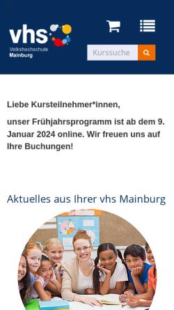 Vorschau der mobilen Webseite www.vhs-mainburg.de, Volkshochschule Mainburg und Umgebung e.V.
