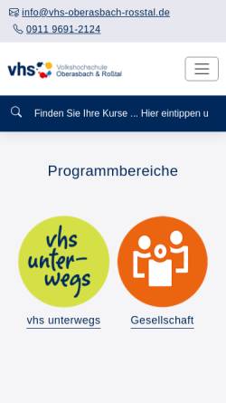 Vorschau der mobilen Webseite www.vhs-oberasbach.de, Volkshochschule Oberasbach