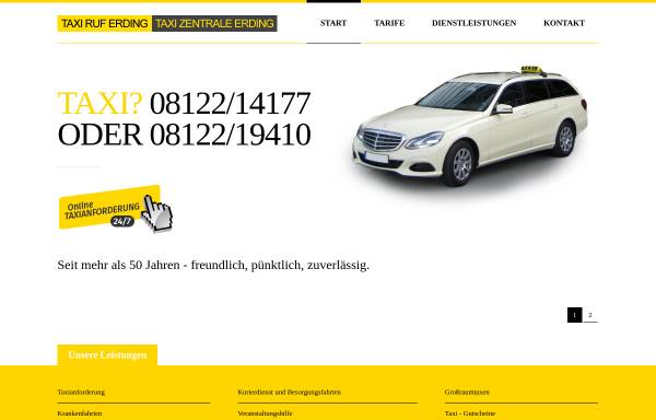 Vorschau von www.taxi-erding.de, Taxivereinigung Erding e.V.