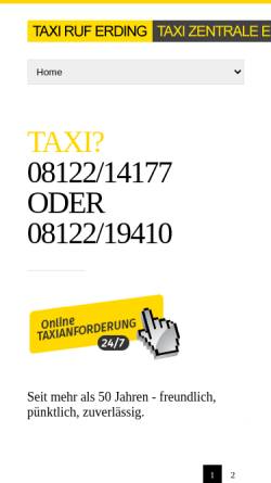 Vorschau der mobilen Webseite www.taxi-erding.de, Taxivereinigung Erding e.V.