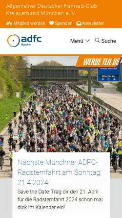 Vorschau der mobilen Webseite www.adfc-muenchen.de, Allgemeiner Deutscher Fahrrad-Club e.V.