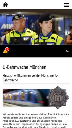 Vorschau der mobilen Webseite www.muenchner-u-bahnwache.de, Münchner U-Bahn-Bewachungsgesellschaft mbH