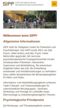 Vorschau der mobilen Webseite stuttgarter-institut.de, Verhaltenstherapie - Stuttgarter Institut für Prävention und Psychotherapie (SIPP)
