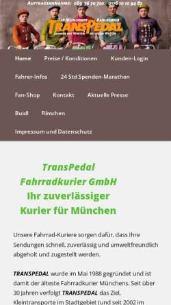 Vorschau der mobilen Webseite www.transpedal.de, TransPedal Fahrradkurier GmbH