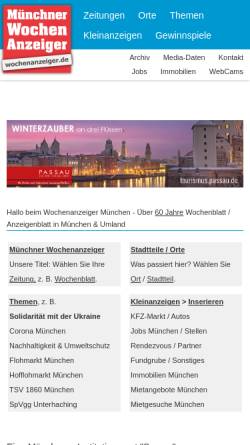 Vorschau der mobilen Webseite www.wochenanzeiger.de, Münchner Wochenanzeiger