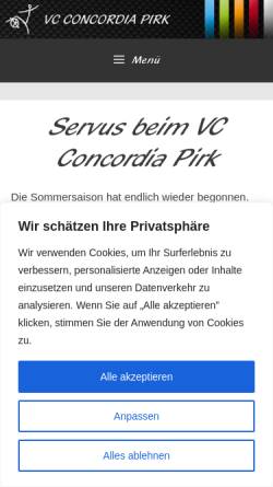 Vorschau der mobilen Webseite www.vcc-pirk.de, VC Concordia Pirk
