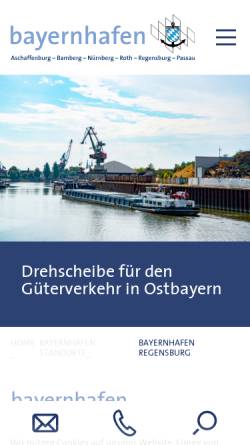 Vorschau der mobilen Webseite donauhafen.de, Bayernhafen Regensburg/Passau