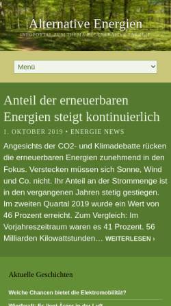 Vorschau der mobilen Webseite www.regiozeiger.de, Alternative Energie