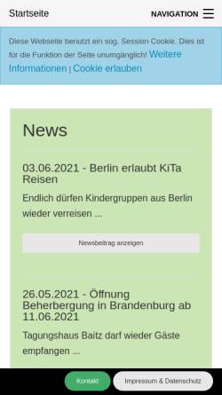 Vorschau der mobilen Webseite www.kinderherberge.de, Tagungshaus Baitz