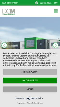 Vorschau der mobilen Webseite www.druckcenter.de, DCM Druck Center Meckenheim GmbH & Co. KG