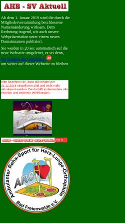 Vorschau der mobilen Webseite www.ahb-sv-badfrw.de, Ambulanter Herz- und Behindertensportverein Bad Freienwalde e. V.