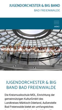 Vorschau der mobilen Webseite www.jo-bad-freienwalde.de, Jugendorchester und Big Band Bad Freienwalde